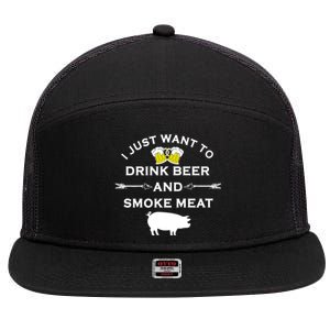 Funny BBQ Drink Beer Smoke Meat Grill 7 Panel Mesh Trucker Snapback Hat