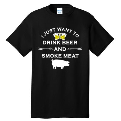 Funny BBQ Drink Beer Smoke Meat Grill Tall T-Shirt