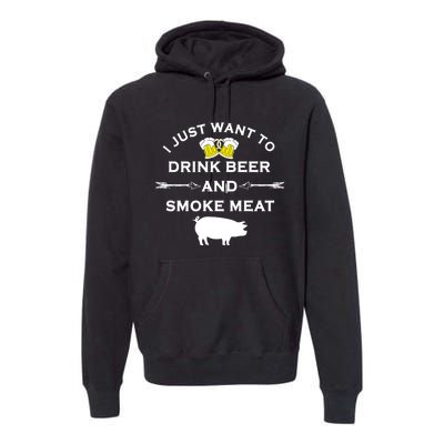 Funny BBQ Drink Beer Smoke Meat Grill Premium Hoodie