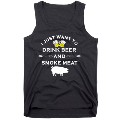 Funny BBQ Drink Beer Smoke Meat Grill Tank Top