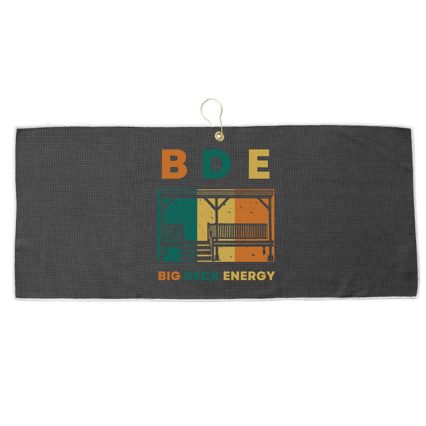 Funny Big Deck Energy BDE Dad Jokes Large Microfiber Waffle Golf Towel