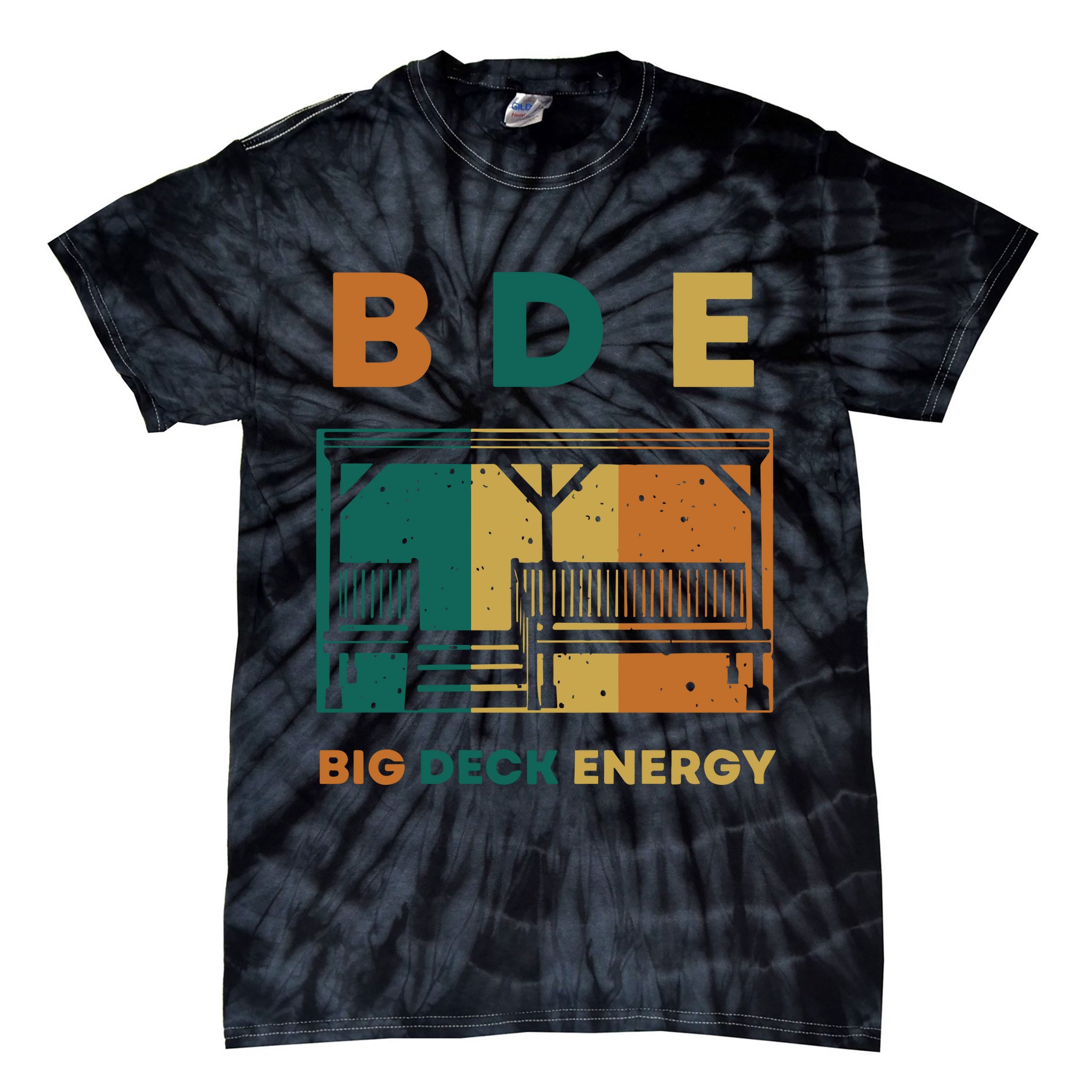 Funny Big Deck Energy BDE Dad Jokes Tie-Dye T-Shirt