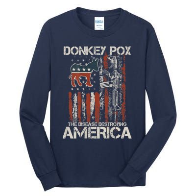 Funny Biden Donkey Pox The Disease Destroying America Back Tall Long Sleeve T-Shirt