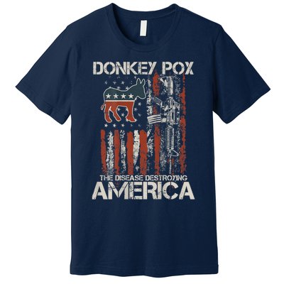 Funny Biden Donkey Pox The Disease Destroying America Back Premium T-Shirt