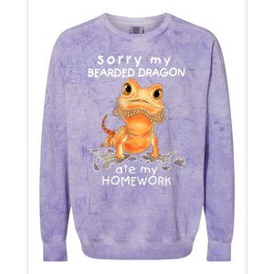 Funny Bearded Dragon Cute Lizard Beardie Ate My Homework Gift Colorblast Crewneck Sweatshirt