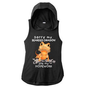 Funny Bearded Dragon Cute Lizard Beardie Ate My Homework Gift Ladies PosiCharge Tri-Blend Wicking Draft Hoodie Tank