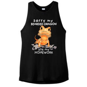 Funny Bearded Dragon Cute Lizard Beardie Ate My Homework Gift Ladies PosiCharge Tri-Blend Wicking Tank