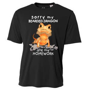 Funny Bearded Dragon Cute Lizard Beardie Ate My Homework Gift Cooling Performance Crew T-Shirt