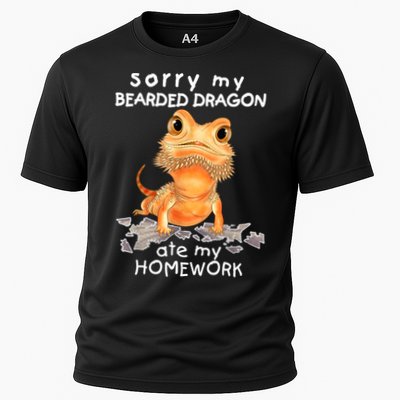 Funny Bearded Dragon Cute Lizard Beardie Ate My Homework Gift Cooling Performance Crew T-Shirt