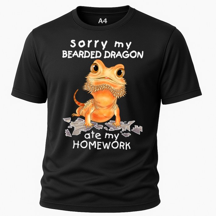 Funny Bearded Dragon Cute Lizard Beardie Ate My Homework Gift Cooling Performance Crew T-Shirt