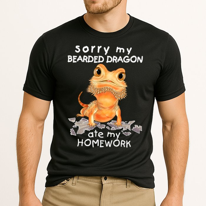 Funny Bearded Dragon Cute Lizard Beardie Ate My Homework Gift Cooling Performance Crew T-Shirt