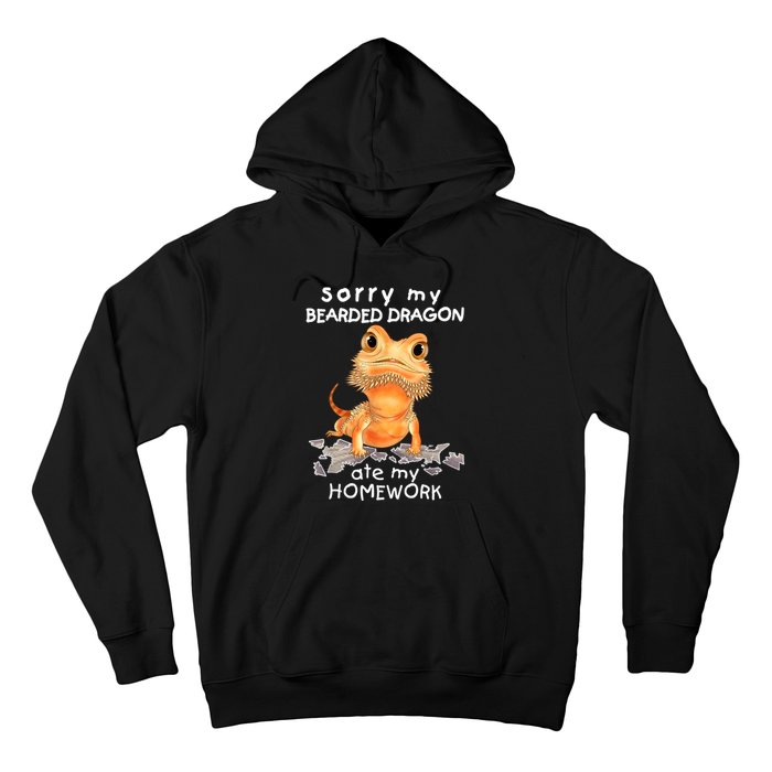 Funny Bearded Dragon Cute Lizard Beardie Ate My Homework Gift Hoodie