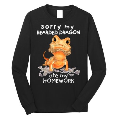 Funny Bearded Dragon Cute Lizard Beardie Ate My Homework Gift Long Sleeve Shirt