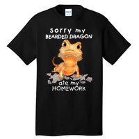 Funny Bearded Dragon Cute Lizard Beardie Ate My Homework Gift Tall T-Shirt