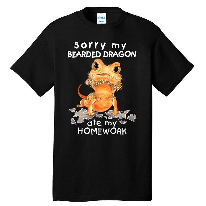 Funny Bearded Dragon Cute Lizard Beardie Ate My Homework Gift Tall T-Shirt