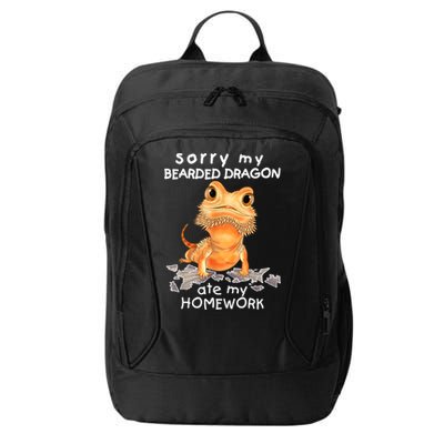 Funny Bearded Dragon Cute Lizard Beardie Ate My Homework Gift City Backpack