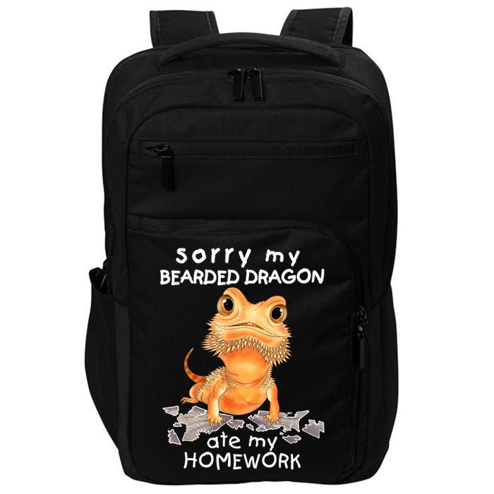 Funny Bearded Dragon Cute Lizard Beardie Ate My Homework Gift Impact Tech Backpack