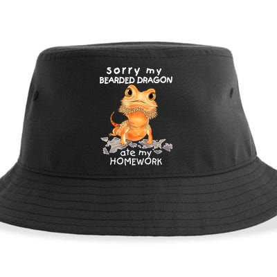 Funny Bearded Dragon Cute Lizard Beardie Ate My Homework Gift Sustainable Bucket Hat