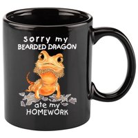 Funny Bearded Dragon Cute Lizard Beardie Ate My Homework Gift 11oz C Handle Ceramic Mug