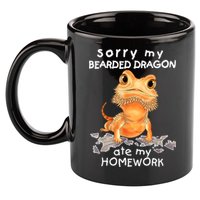 Funny Bearded Dragon Cute Lizard Beardie Ate My Homework Gift 11oz C Handle Ceramic Mug