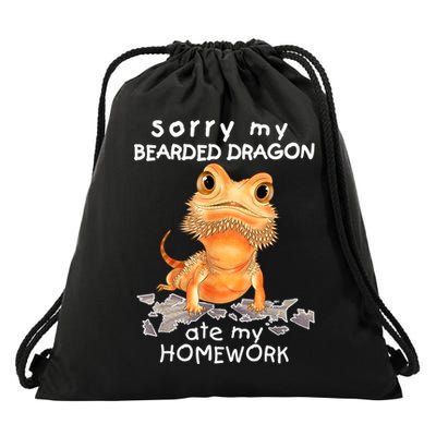 Funny Bearded Dragon Cute Lizard Beardie Ate My Homework Gift Drawstring Bag