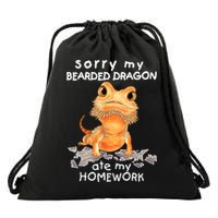 Funny Bearded Dragon Cute Lizard Beardie Ate My Homework Gift Drawstring Bag