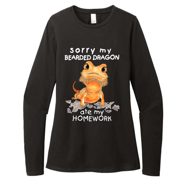 Funny Bearded Dragon Cute Lizard Beardie Ate My Homework Gift Womens CVC Long Sleeve Shirt