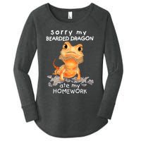 Funny Bearded Dragon Cute Lizard Beardie Ate My Homework Gift Women's Perfect Tri Tunic Long Sleeve Shirt