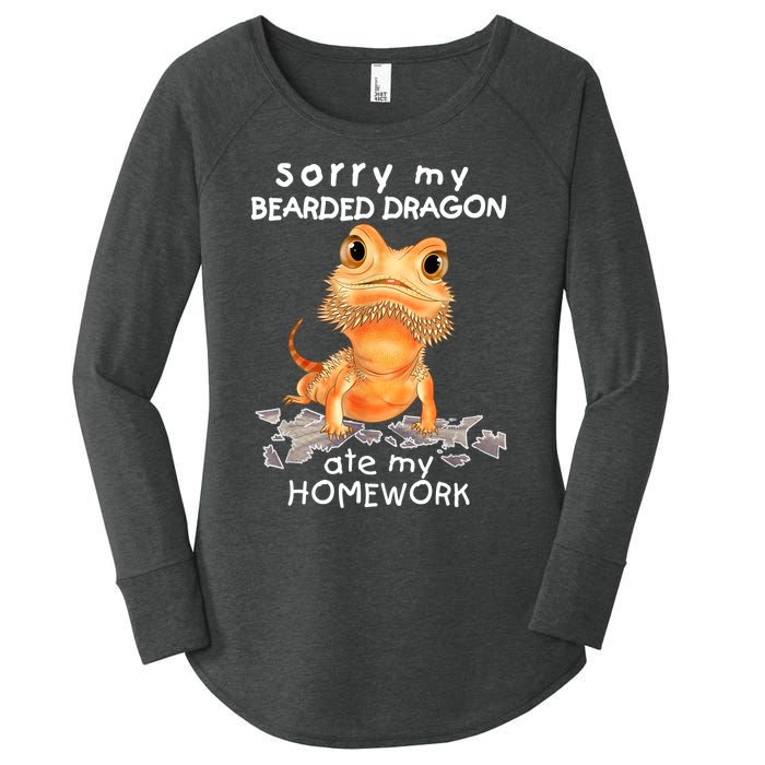 Funny Bearded Dragon Cute Lizard Beardie Ate My Homework Gift Women's Perfect Tri Tunic Long Sleeve Shirt