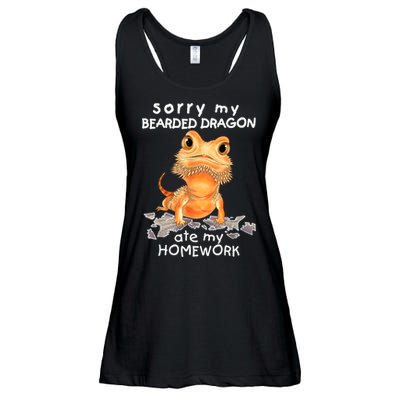 Funny Bearded Dragon Cute Lizard Beardie Ate My Homework Gift Ladies Essential Flowy Tank