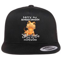 Funny Bearded Dragon Cute Lizard Beardie Ate My Homework Gift Flat Bill Trucker Hat