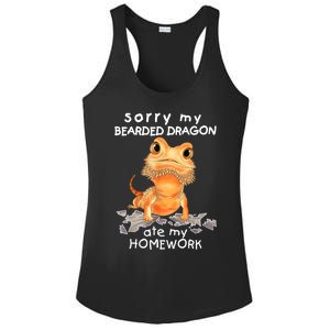 Funny Bearded Dragon Cute Lizard Beardie Ate My Homework Gift Ladies PosiCharge Competitor Racerback Tank