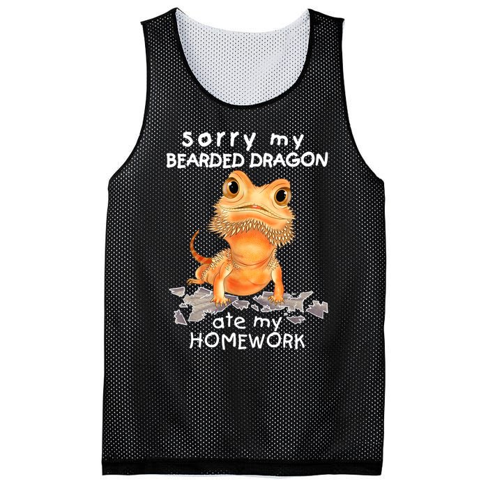 Funny Bearded Dragon Cute Lizard Beardie Ate My Homework Gift Mesh Reversible Basketball Jersey Tank