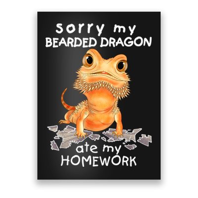 Funny Bearded Dragon Cute Lizard Beardie Ate My Homework Gift Poster