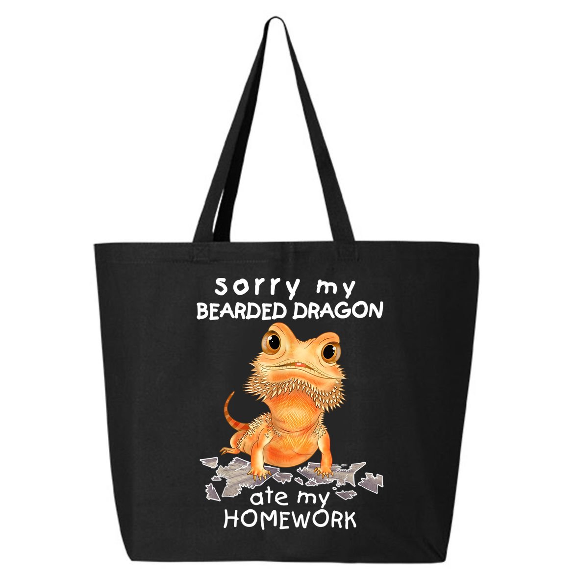 Funny Bearded Dragon Cute Lizard Beardie Ate My Homework Gift 25L Jumbo Tote