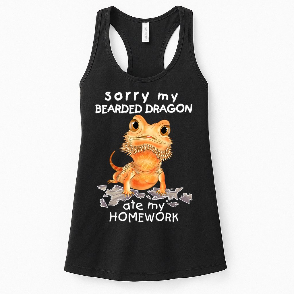 Funny Bearded Dragon Cute Lizard Beardie Ate My Homework Gift Womens Tank Top