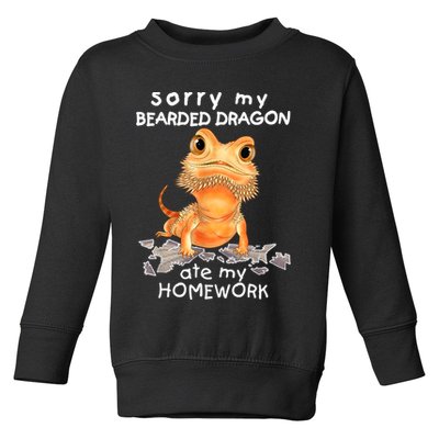 Funny Bearded Dragon Cute Lizard Beardie Ate My Homework Gift Toddler Sweatshirt