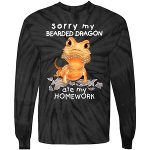 Funny Bearded Dragon Cute Lizard Beardie Ate My Homework Gift Tie-Dye Long Sleeve Shirt