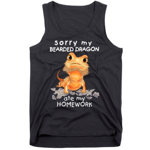 Funny Bearded Dragon Cute Lizard Beardie Ate My Homework Gift Tank Top