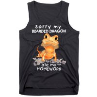 Funny Bearded Dragon Cute Lizard Beardie Ate My Homework Gift Tank Top