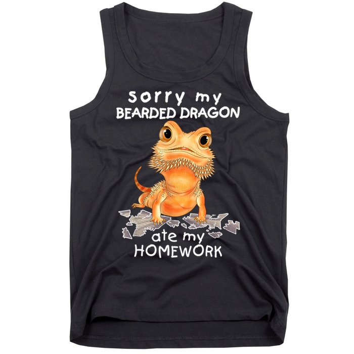 Funny Bearded Dragon Cute Lizard Beardie Ate My Homework Gift Tank Top