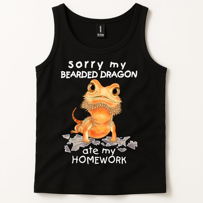 Funny Bearded Dragon Cute Lizard Beardie Ate My Homework Gift Tank Top