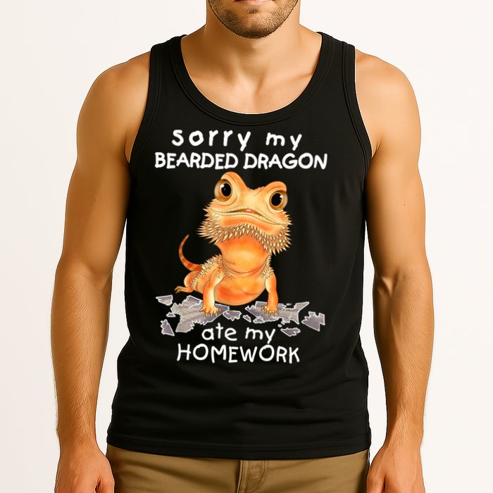 Funny Bearded Dragon Cute Lizard Beardie Ate My Homework Gift Tank Top