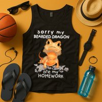 Funny Bearded Dragon Cute Lizard Beardie Ate My Homework Gift Tank Top