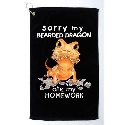 Funny Bearded Dragon Cute Lizard Beardie Ate My Homework Gift Golf Towel