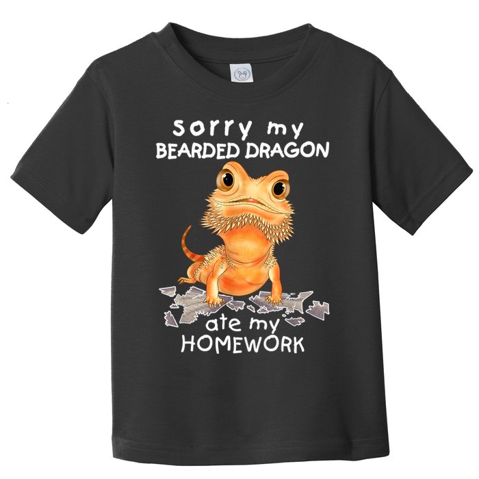 Funny Bearded Dragon Cute Lizard Beardie Ate My Homework Gift Toddler T-Shirt