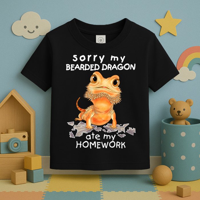 Funny Bearded Dragon Cute Lizard Beardie Ate My Homework Gift Toddler T-Shirt