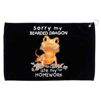 Funny Bearded Dragon Cute Lizard Beardie Ate My Homework Gift Grommeted Golf Towel