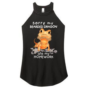 Funny Bearded Dragon Cute Lizard Beardie Ate My Homework Gift Women's Perfect Tri Rocker Tank