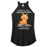 Funny Bearded Dragon Cute Lizard Beardie Ate My Homework Gift Women's Perfect Tri Rocker Tank